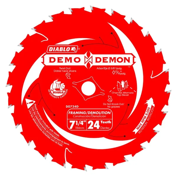 Diablo D0724DA 7-1/4 in. 24-Tooth Demo Demon™ Framing/Demolition Saw Blade