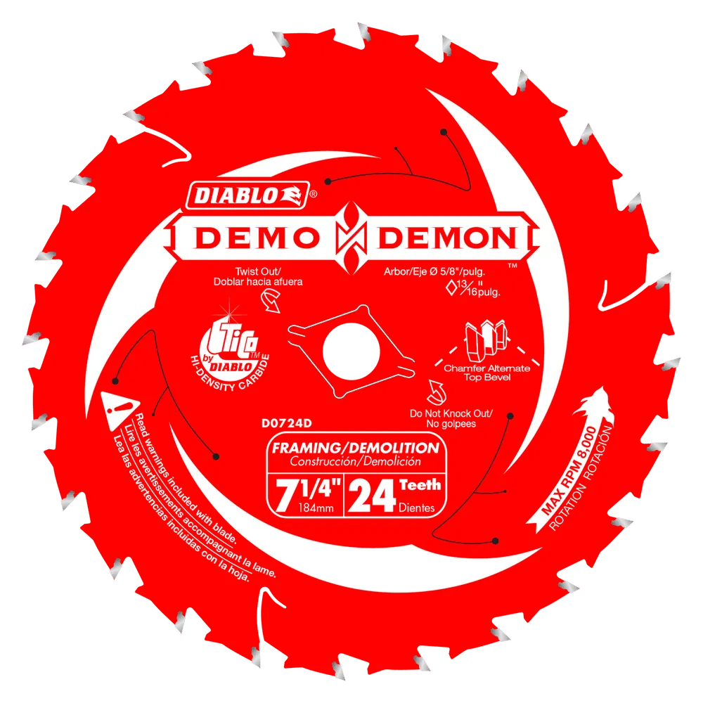 Diablo D0724DA 7-1/4" x 24-Tooth Framing/Demolition Saw Blade