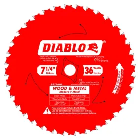 Diablo D0736GPA 7-1/4 in. x 36 Tooth Wood & Metal Carbide Saw Blade