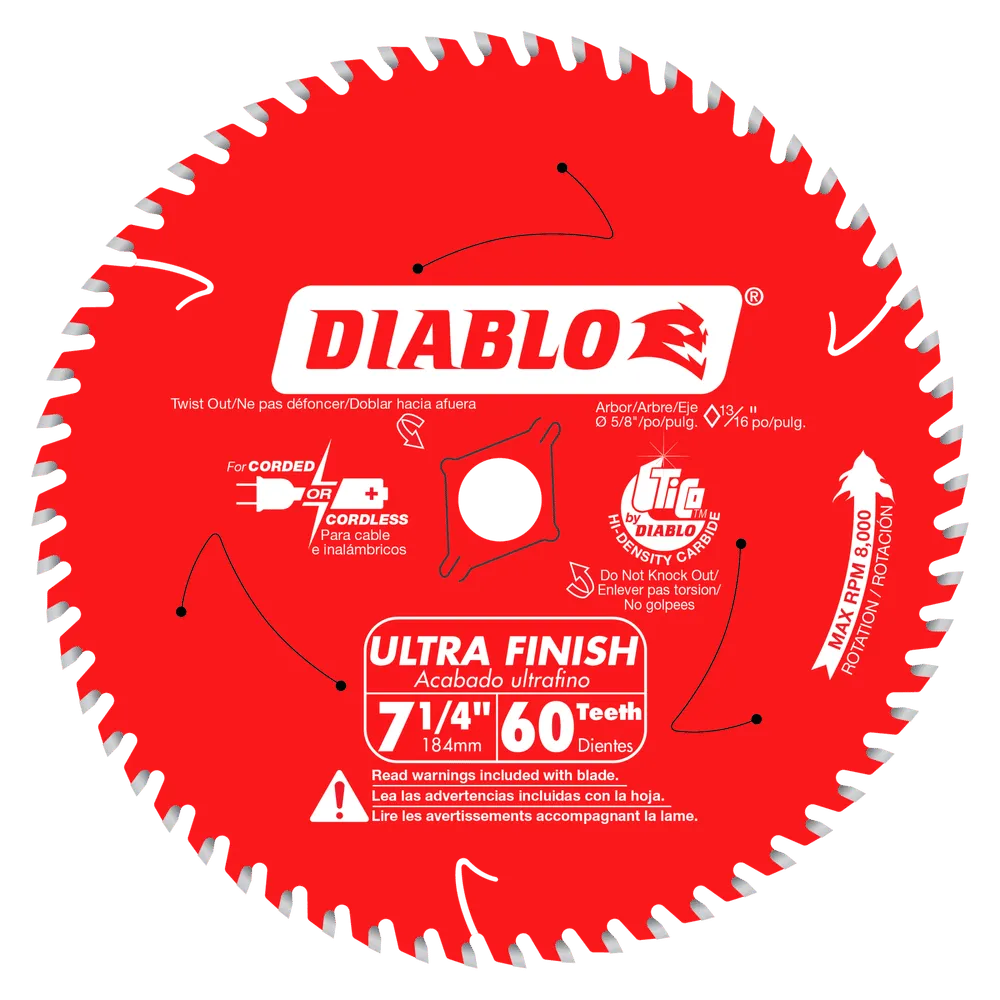 Diablo D0760A 7-1/4" x 60 Tooth Ultra Finish Saw Blade