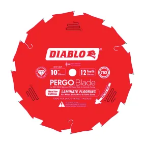 Diablo D1012LF Circular Saw Blade, 10 in Dia, 5/8 in Arbor, 12-Teeth, Polycrystalline Diamond Cutting Edge