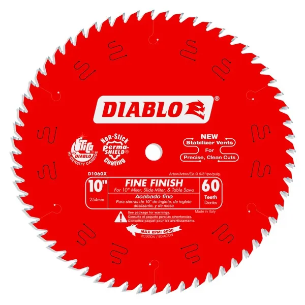 Diablo D1060X 10 in. x 60 Tooth Fine Finish Saw Blade