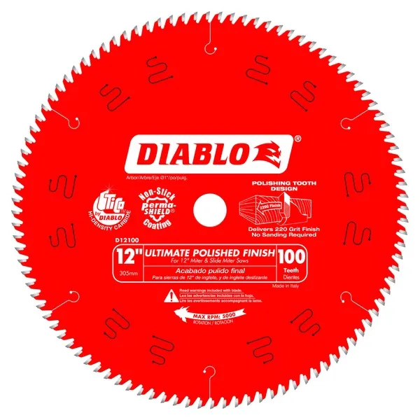 Diablo D12100X 12 in. x 100 Tooth Ultimate Polished Finish Saw Blade