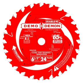 Diablo Tools D0624DA 6-1/2" x 24-Teeth Demo Demon™ Ultra-Thin Framing/Demolition Saw Blade for Wood