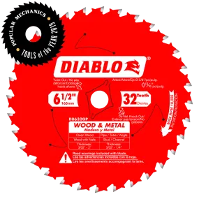 Diablo Tools D0632GPX 6-1/2 in. x 32 Tooth Wood & Metal Carbide Saw Blade