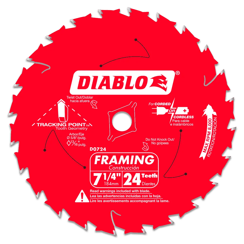 Diablo Tools D0724A 7-1/4 in. x 24 Tooth Framing Saw Blade, 10-Pack