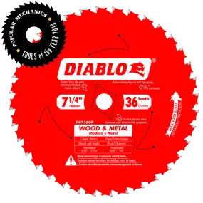 Diablo Tools D0736GPX 7-1/4 in. x 36 Tooth Wood & Metal Carbide Saw Blade