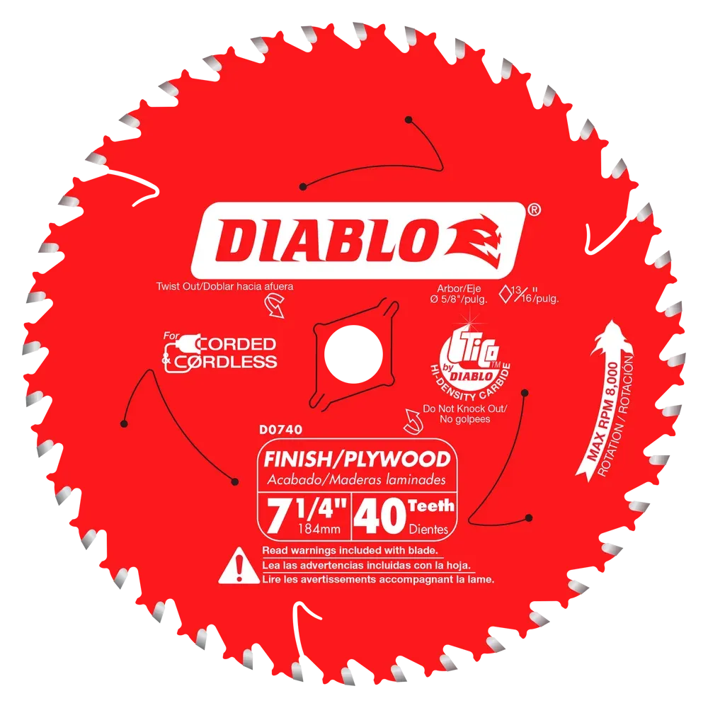 Diablo Tools D0740X 7-1/4 in. x 40 Tooth Finish Saw Blade