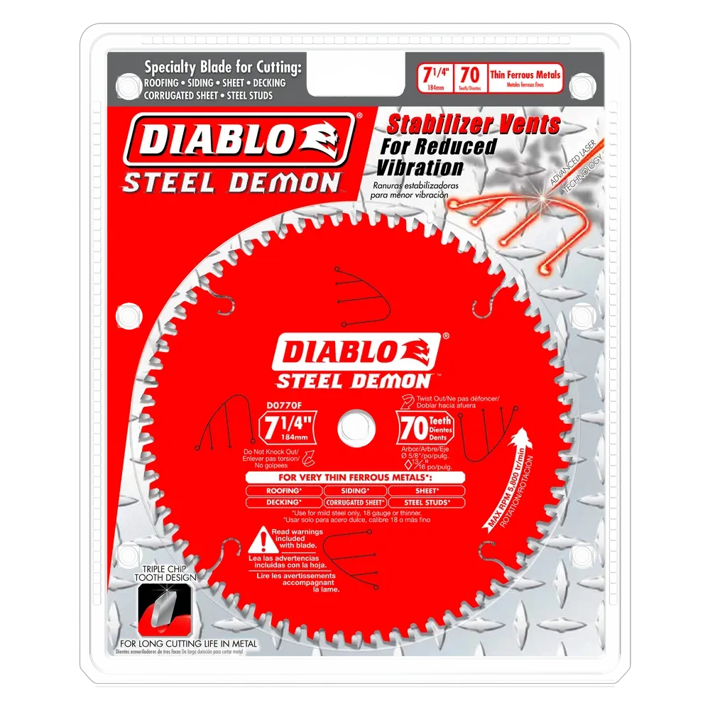 Diablo Tools D0770F 7-1/4 in. x 70 Tooth Carbide-Tipped Saw Blade for Metal