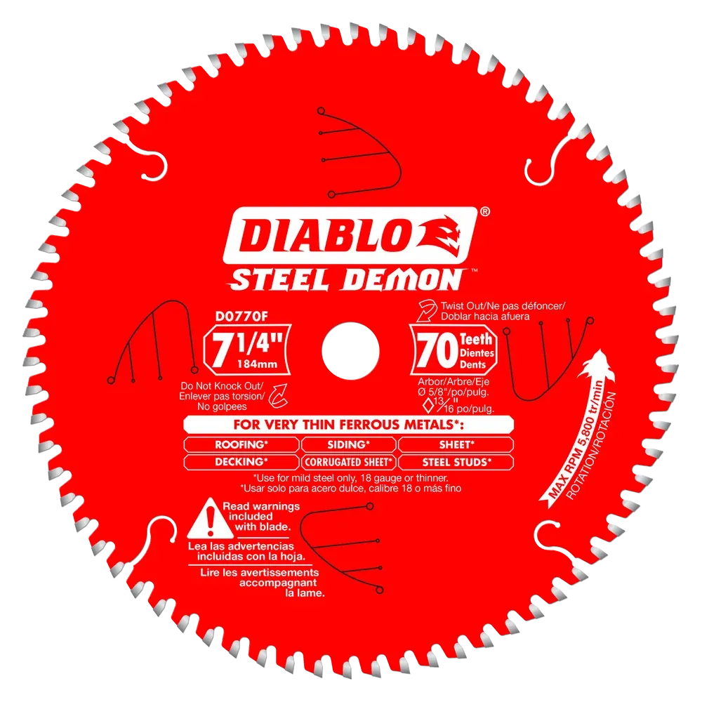 Diablo Tools D0770F 7-1/4 in. x 70 Tooth Carbide-Tipped Saw Blade for Metal