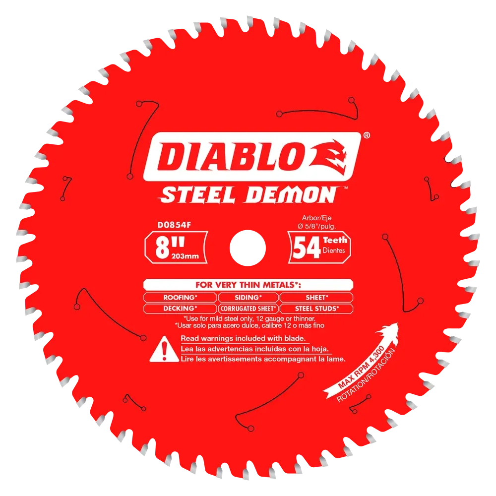 Diablo Tools D0854F 8 in. x 54 Tooth Steel Demon Carbide-Tipped Saw Blade for Metal