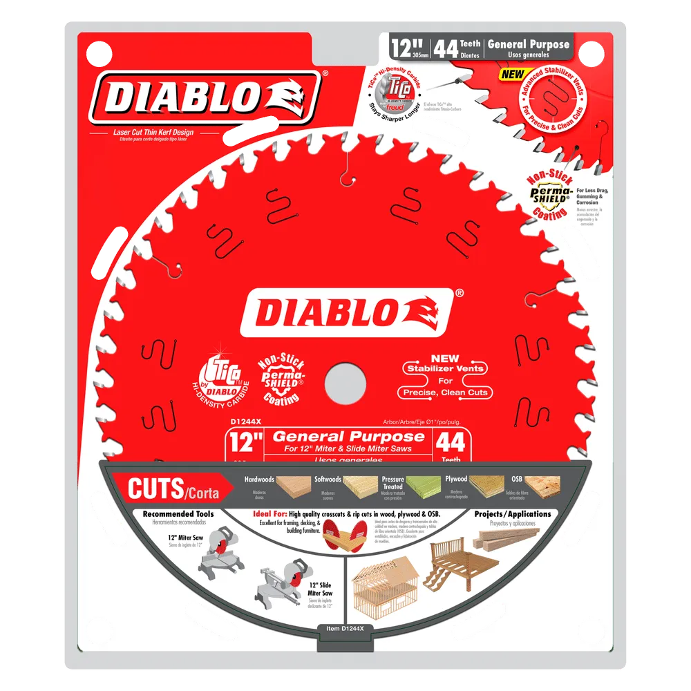 Diablo Tools D1244X 12 in. x 44 Tooth General Purpose Wood Saw Blade