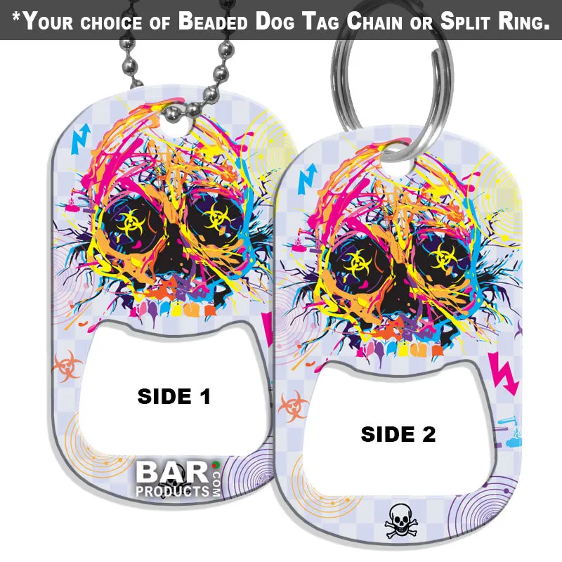 Dog Tag Bottle Opener - Radioactive Skull