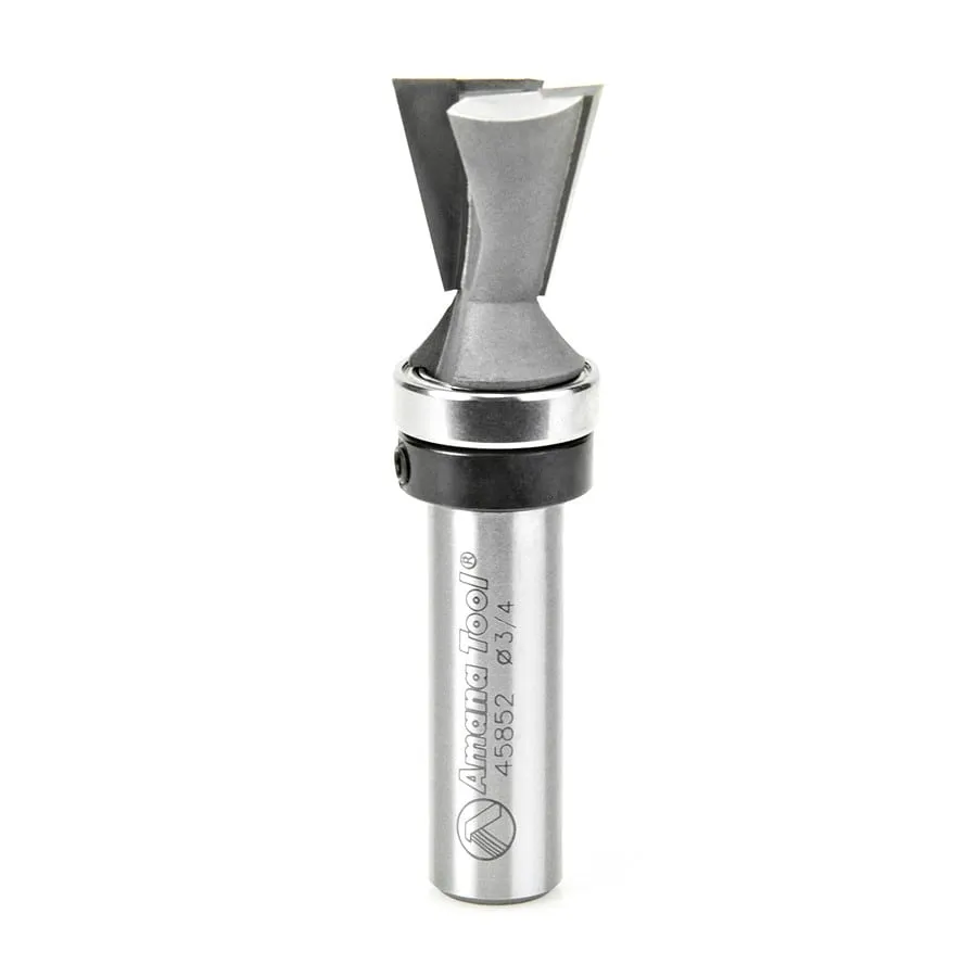 Dovetail Router Bit | 14°x 3⁄4 Dia x 3⁄4 x 1⁄2" Shank with Upper BB | 45852 | 738685458525