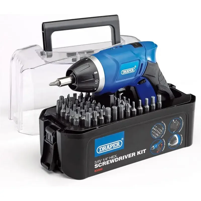 Draper Storm Force 3.6V Cordless Li-Ion Battery Screwdriver Kit - Inc 50 Pieces