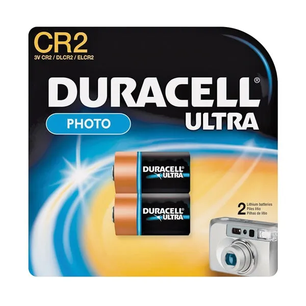 DURACELL DLCR2B2PK Battery, 3 V Battery, 780 mAh, CR2 Battery, Lithium, Manganese Dioxide