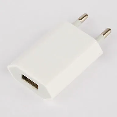 EU Plug AC Wall Charger with Apple 8 Pin Coiled Cable for iPhone 5,iPod (AC110-240V,1A)