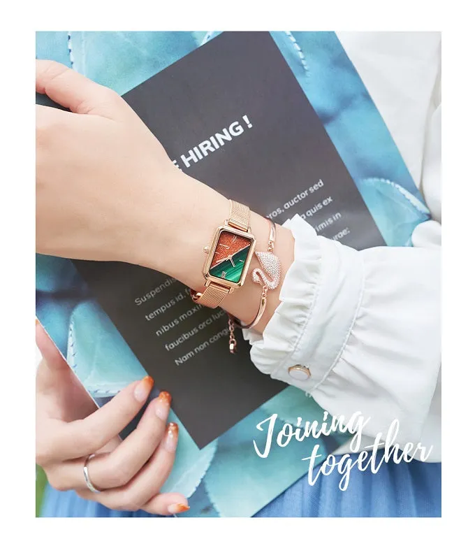 Fashion temperament retro small square waterproof ladies watch