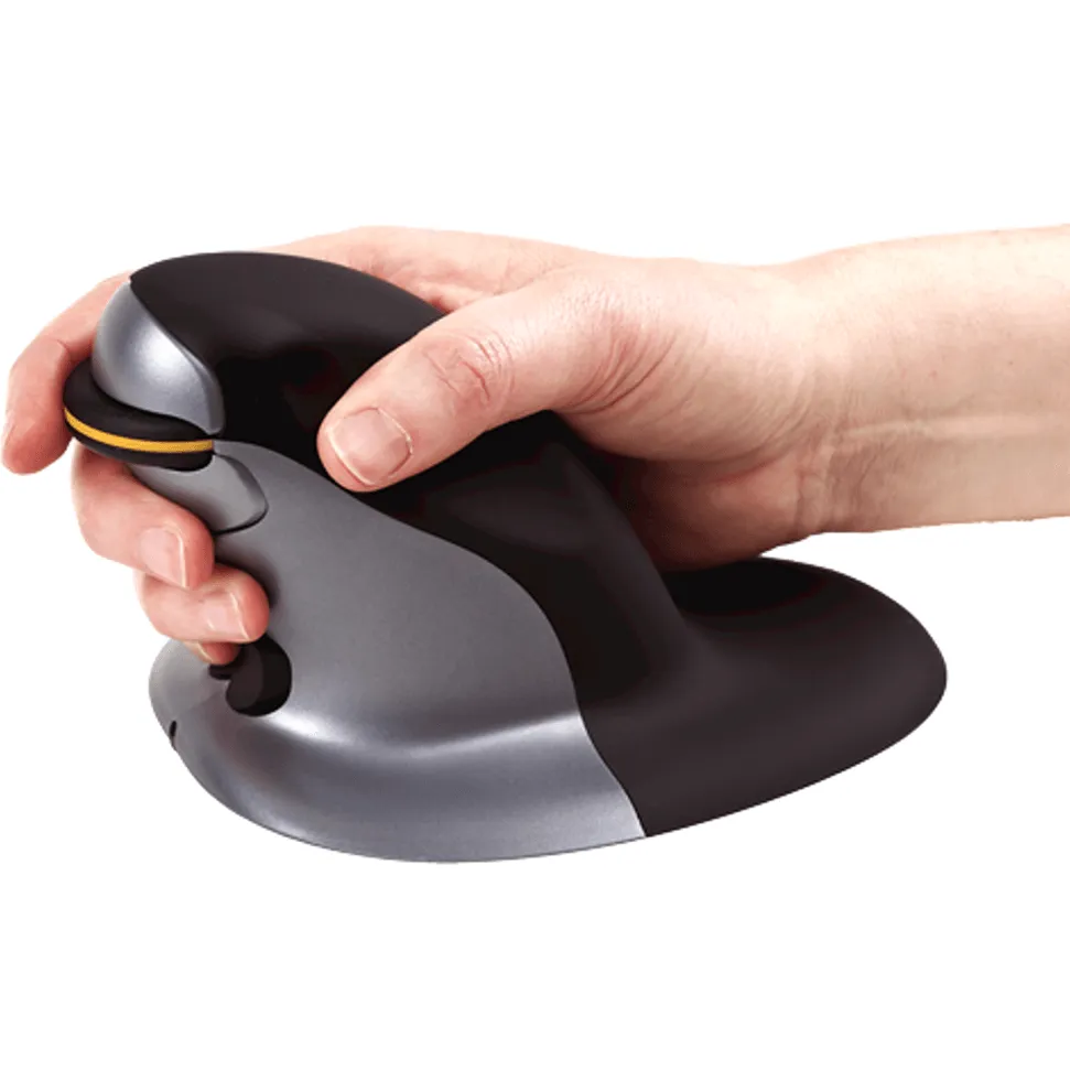 Fellowes Penguin Ambidextrous Vertical Mouse Wireless Medium Black/Grey