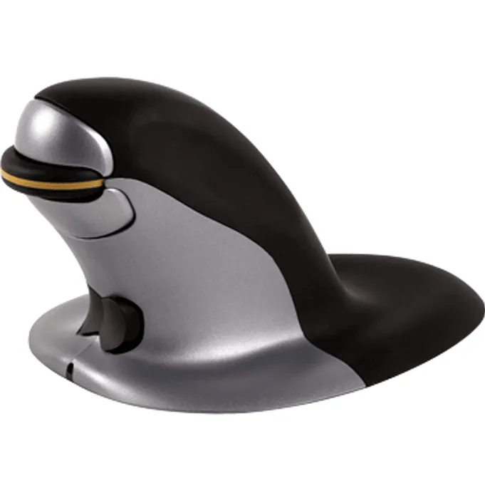 Fellowes Penguin Ambidextrous Vertical Mouse Wireless Medium Black/Grey