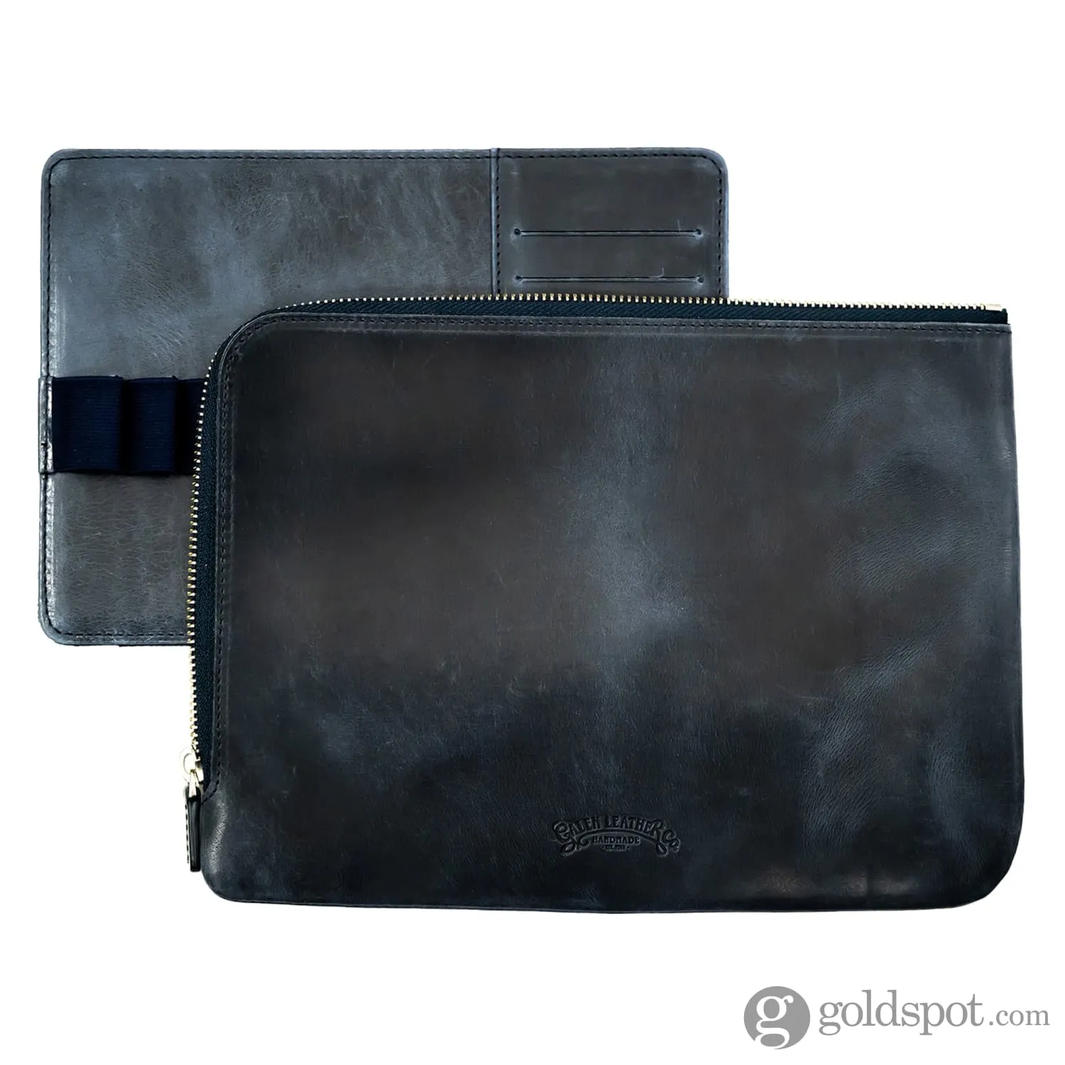 Galen Leather Zippered Writer's Bank Bag in Crazy Horse Black