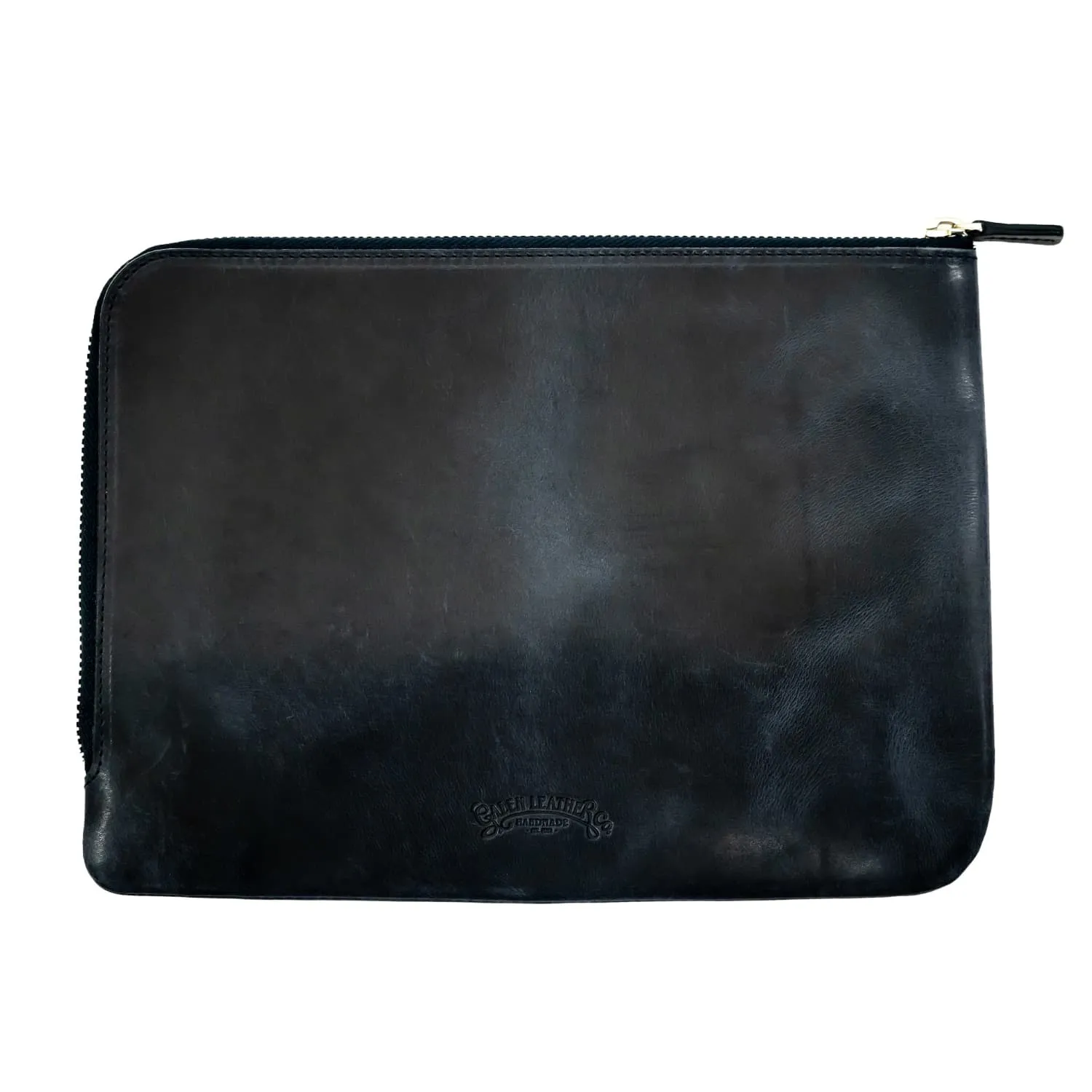 Galen Leather Zippered Writer's Bank Bag in Crazy Horse Black