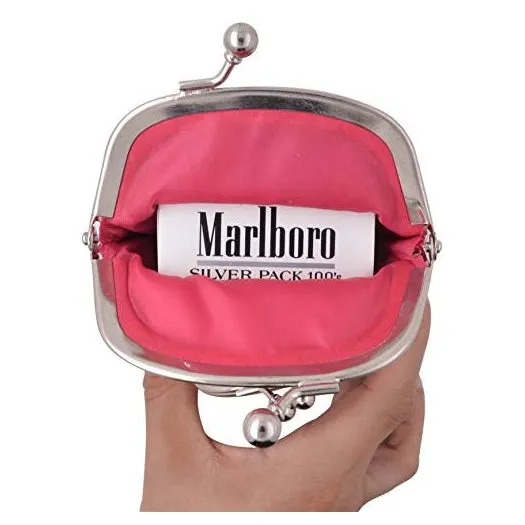 Genuine Leather Cigarette and Lighter Case with Twist Clasp Hot Pink