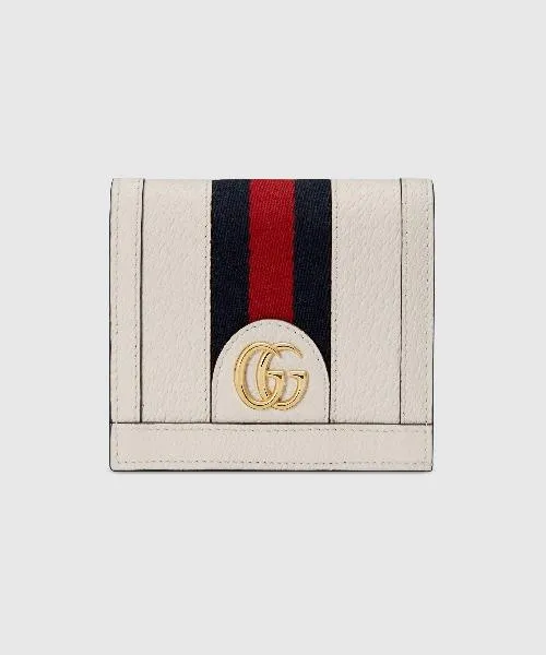 Gucci Ophidia Leather Card Case Wallet White