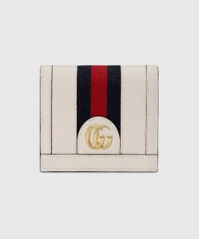 Gucci Ophidia Leather Card Case Wallet White