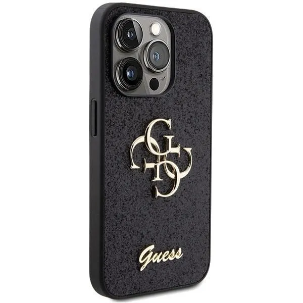 Guess Glitter Script Big 4G Case for iphone 15 Pro 6.1" Black - GUHCP15LHG4SGK