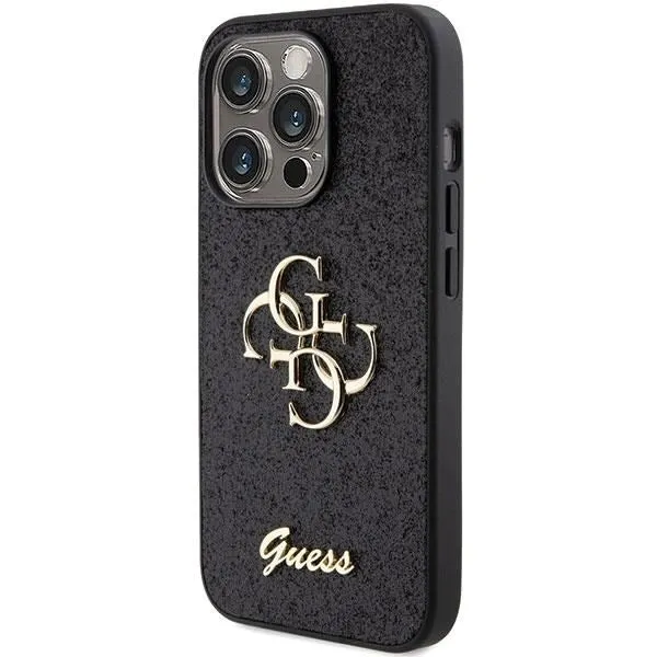 Guess Glitter Script Big 4G Case for iphone 15 Pro 6.1" Black - GUHCP15LHG4SGK