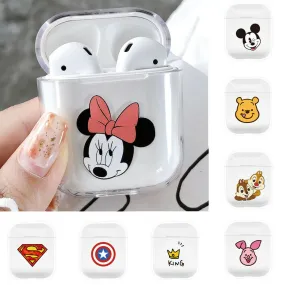 Hard PC Cover for Apple Airpods Charging Case Disney Minnie Mickey Marvel Clear