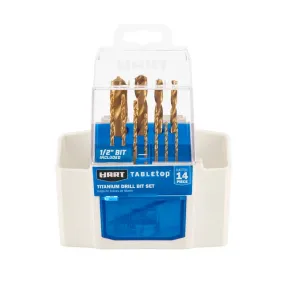 HART 14pc Table Top Titanium Drill Bit Set