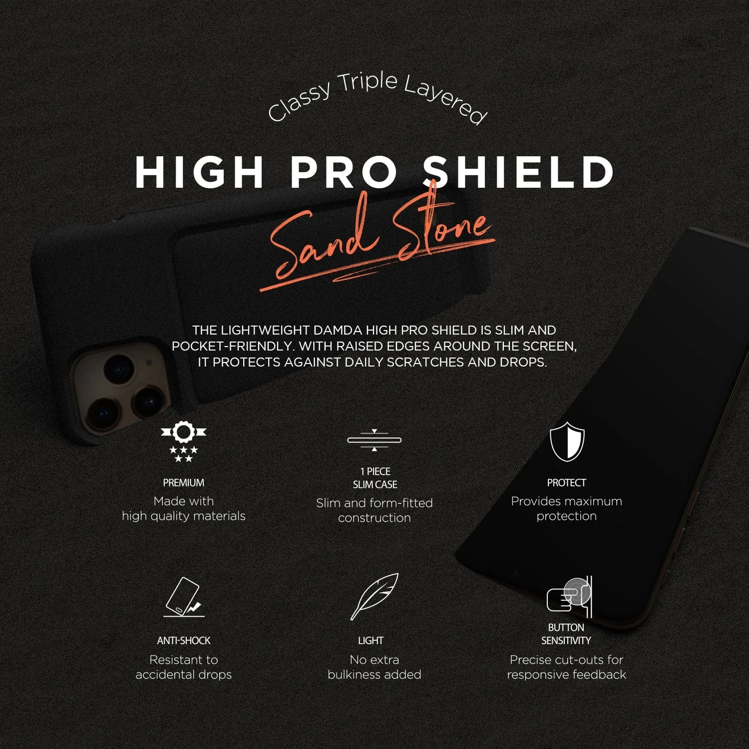 iPhone 11 Pro Max Damda High Pro Shield Sand Stone Case By VRS Design