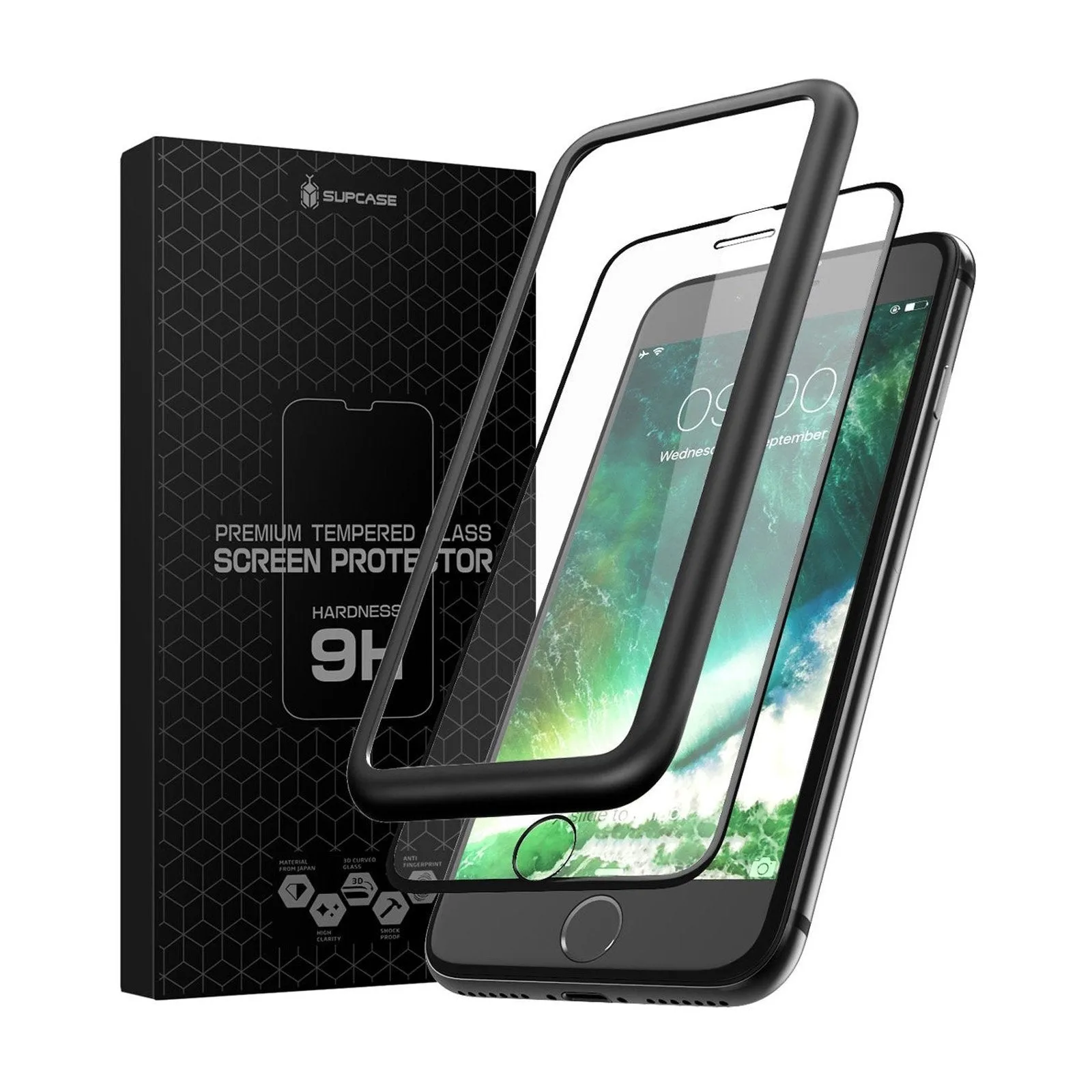 iPhone 7 / 8 3D Tempered Glass Screen Protector with 9H Hardness Rating-Black