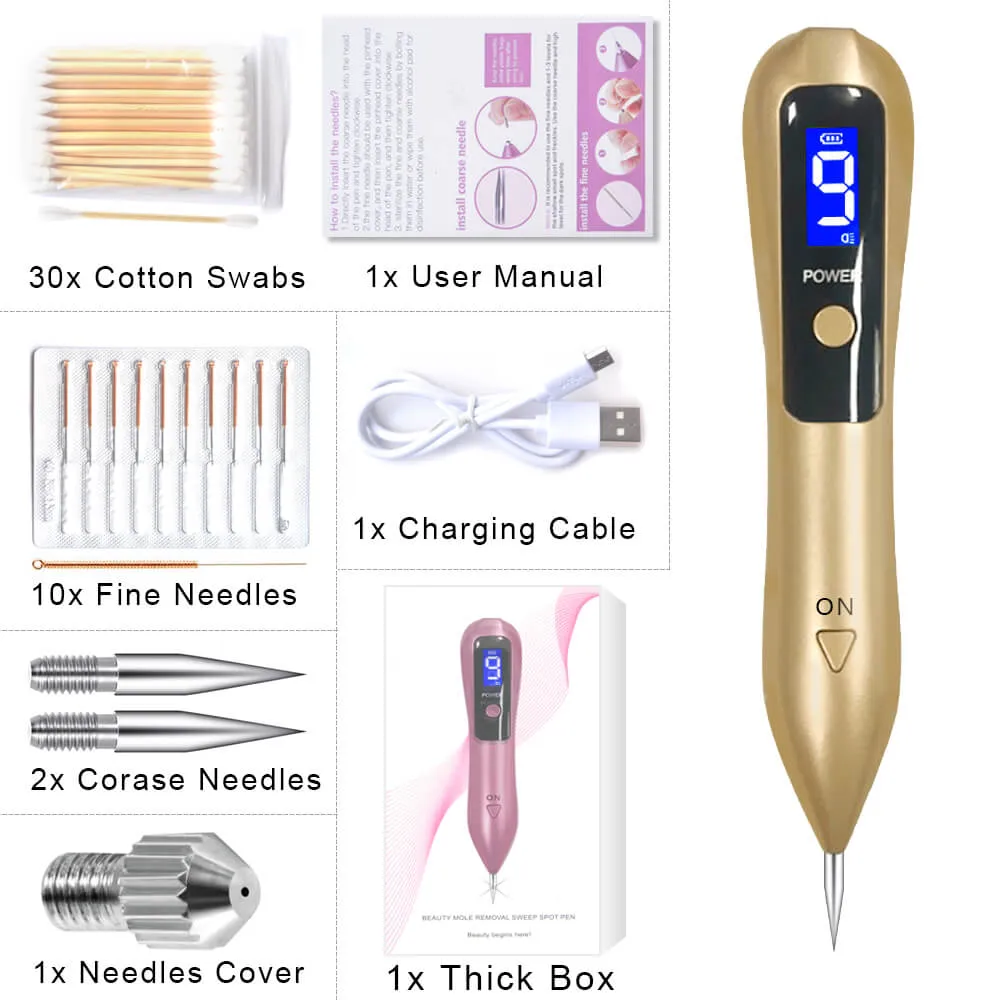 Laser Plasma Pen Freckle Remover Machine LCD Sweep Mole Nevus Dark Spot Skin Wart Tag Tattoo LED Remaval Tool Beauty Salon