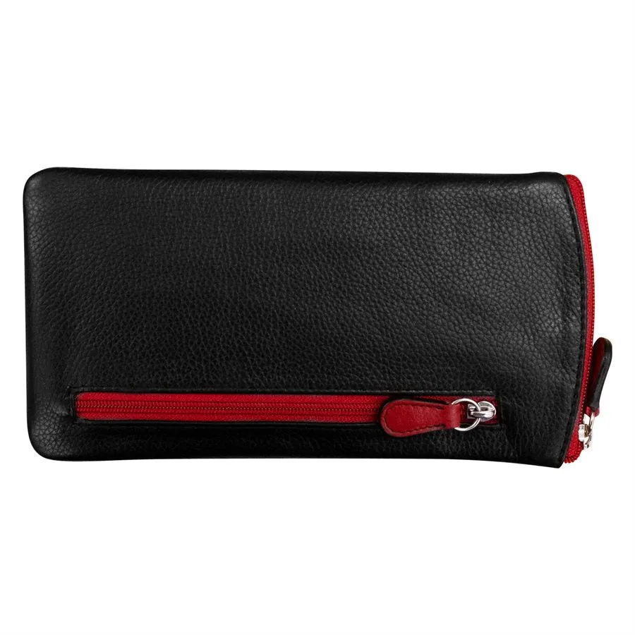 Leather Eyeglass Case Black/White/Red