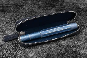 Leather Zippered Single Pen Case for Kaweco - Pocket Pen - C. H. Navy Blue