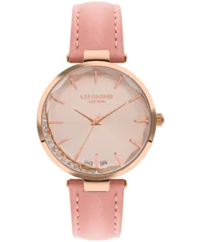 Lee Cooper  Women's Watch Rose Gold Dial Pink Leather Strap, LC07602.418