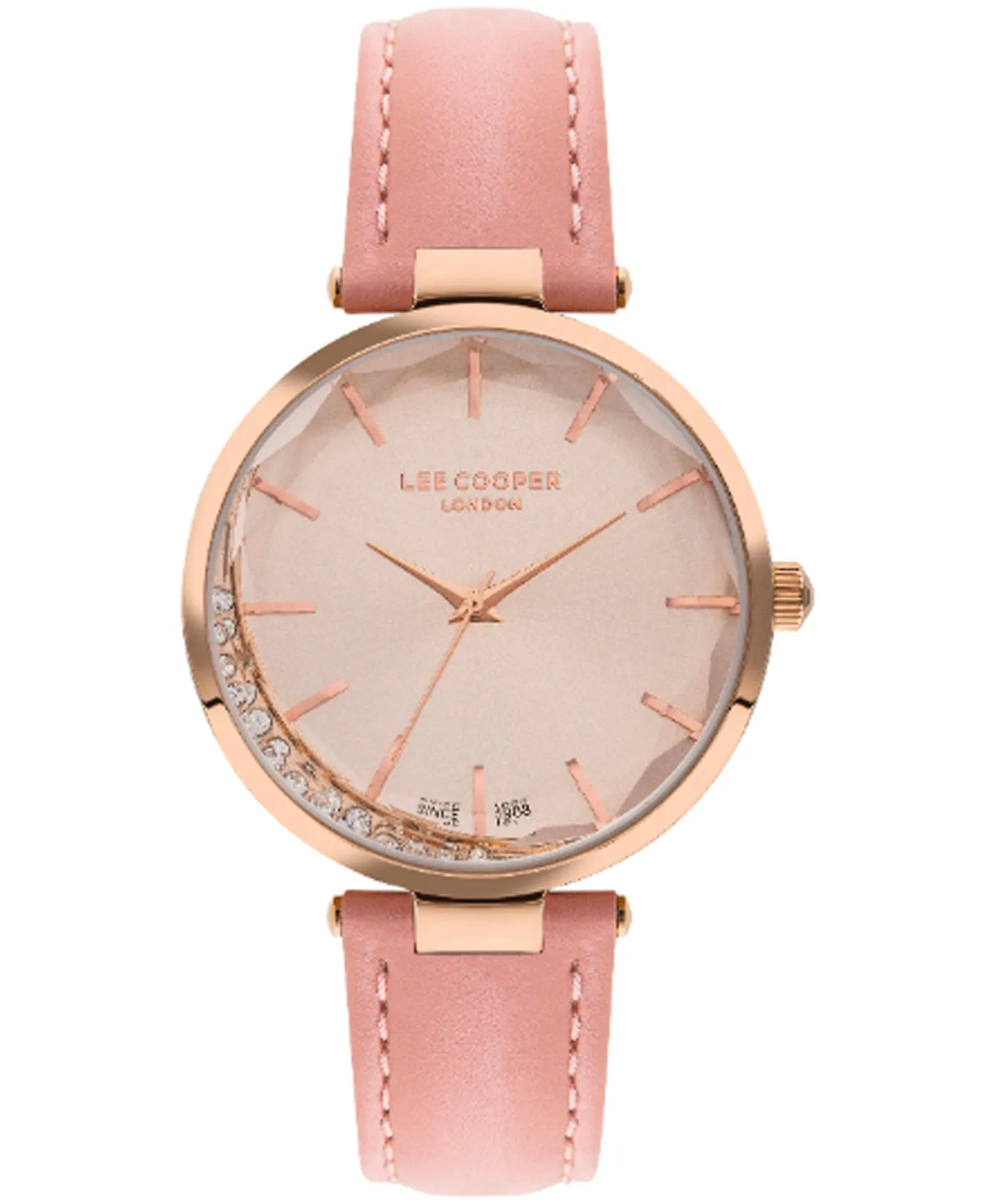 Lee Cooper  Women's Watch Rose Gold Dial Pink Leather Strap, LC07602.418