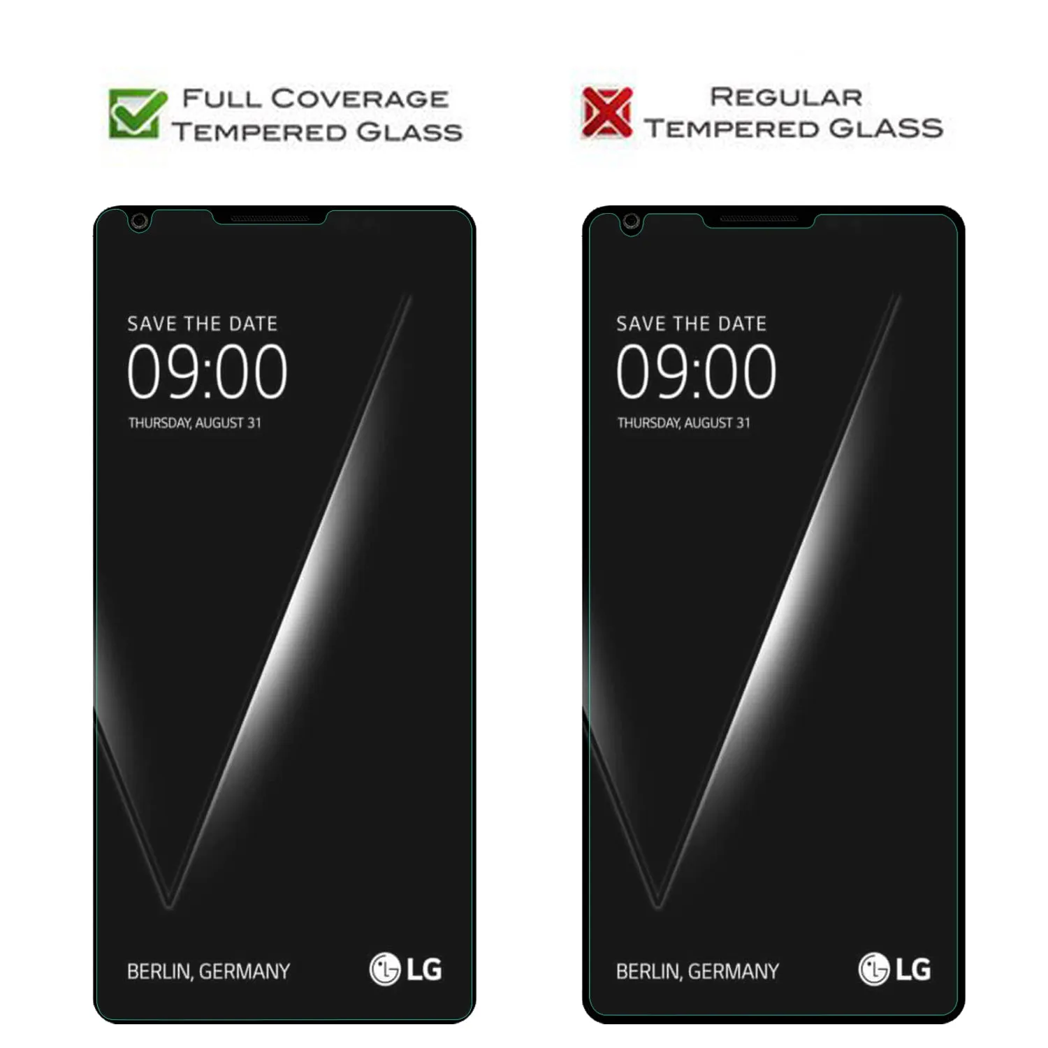 LG V30, LG V30 Plus Premium Tempered Glass Screen Protector - Scratch Free Ultra Slim 0.3mm Screen Guard