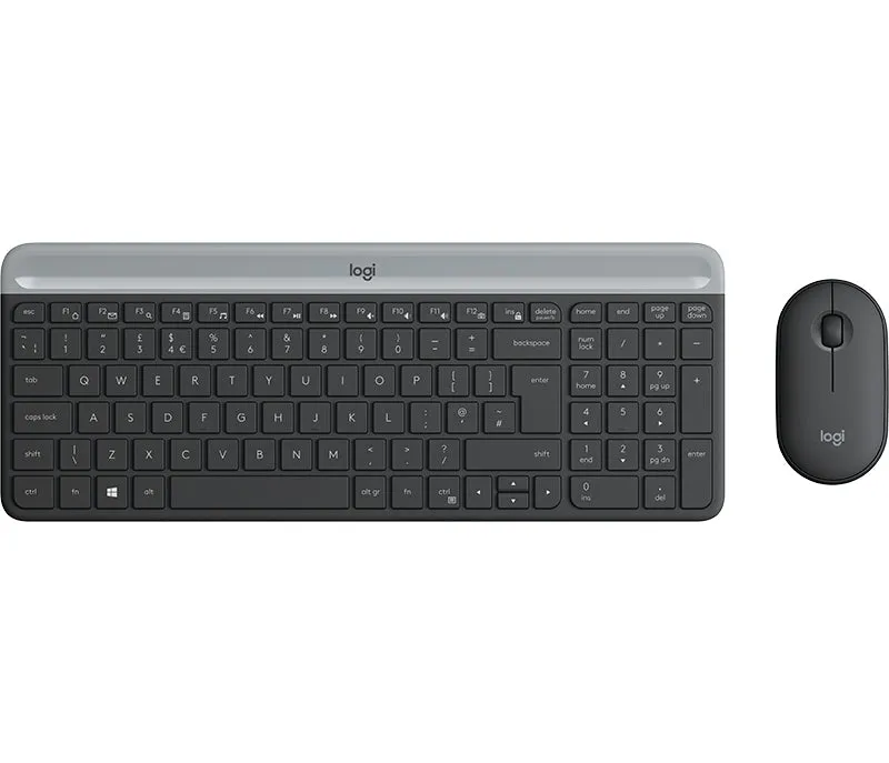 Logitech Slim Wireless Combo Mk470 - Keyboard And Mouse Set - Wireless - 2.4 Ghz - Qwerty - Uk - Graphite