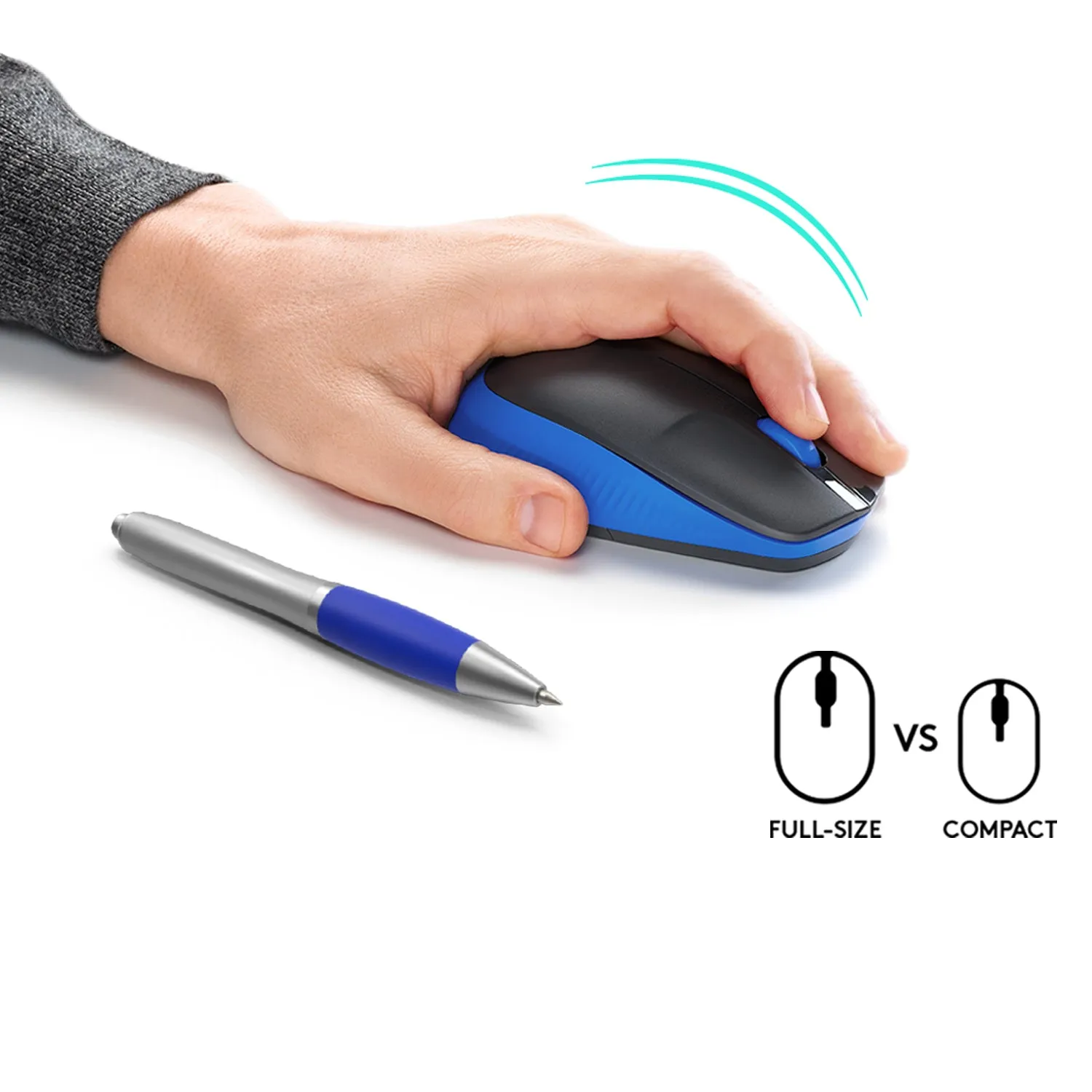 M190 Full-Size Wireless Mouse - Blue