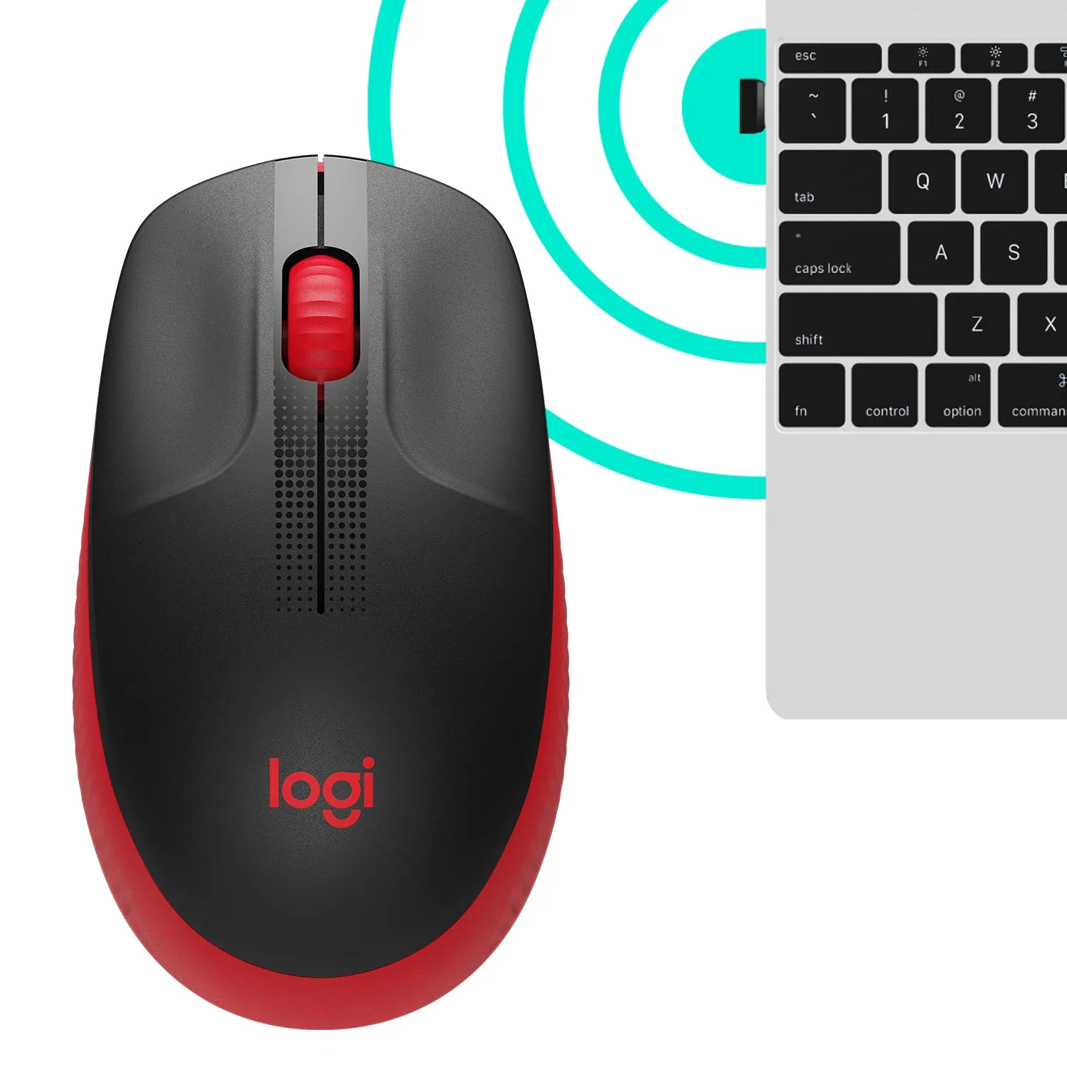 M190 Full-Size Wireless Mouse - Red