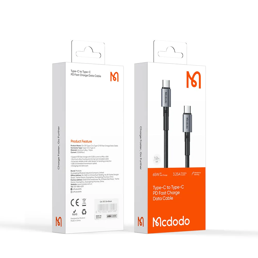 Mcdodo CA-313 | Type-C to Type-C Mobile Cable | Fast Charge 65W PD