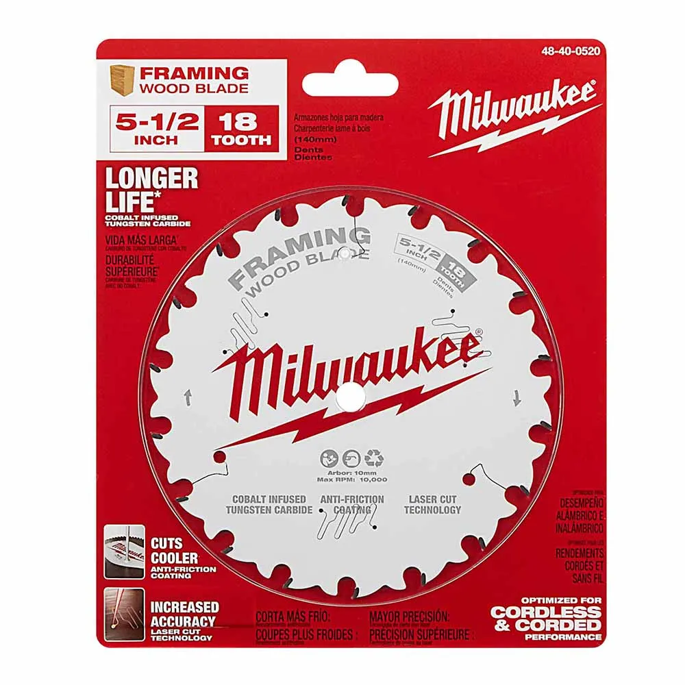 Milwaukee 48-40-0520 5-1/2" 18T Framing Circular Saw Blade