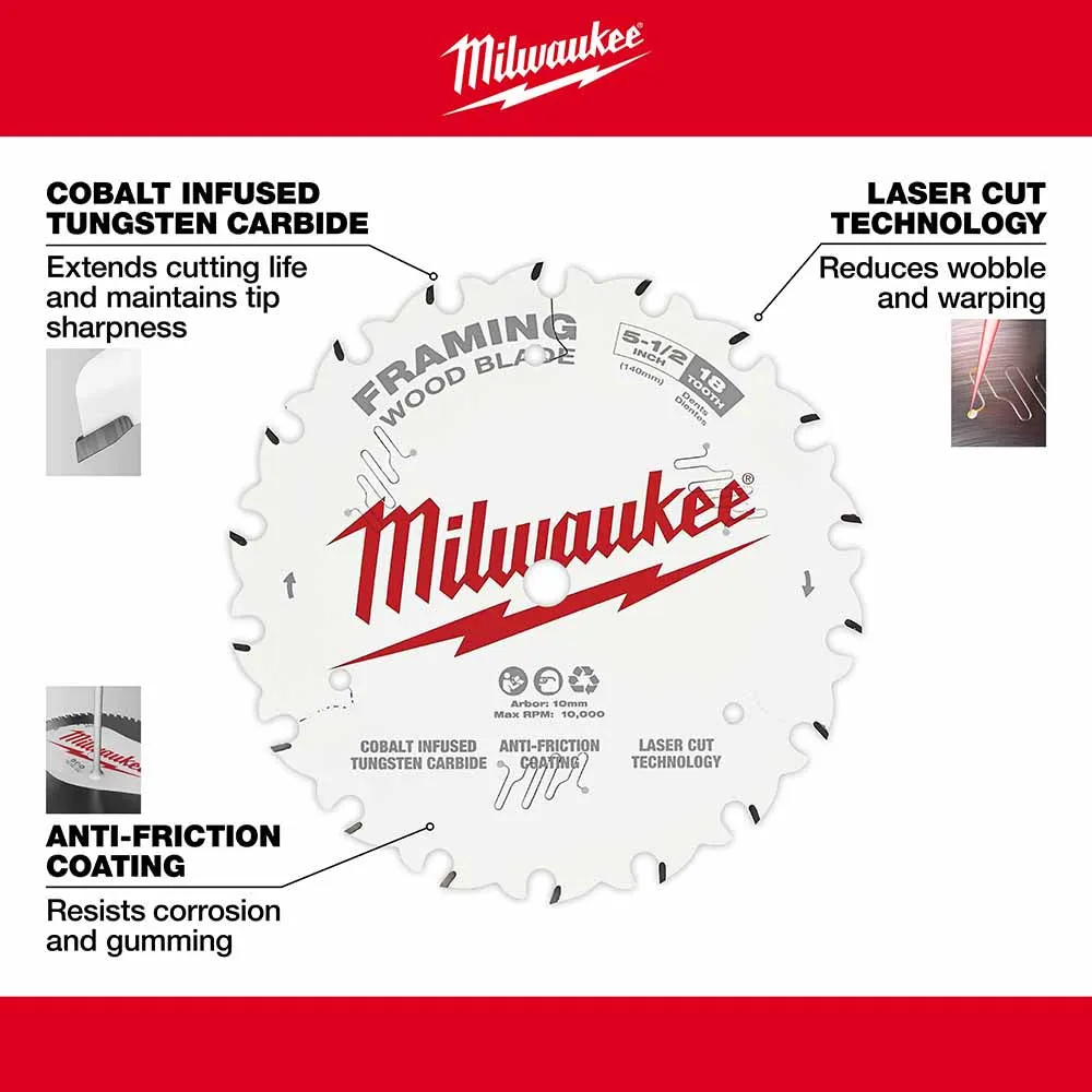 Milwaukee 48-40-0520 5-1/2" 18T Framing Circular Saw Blade