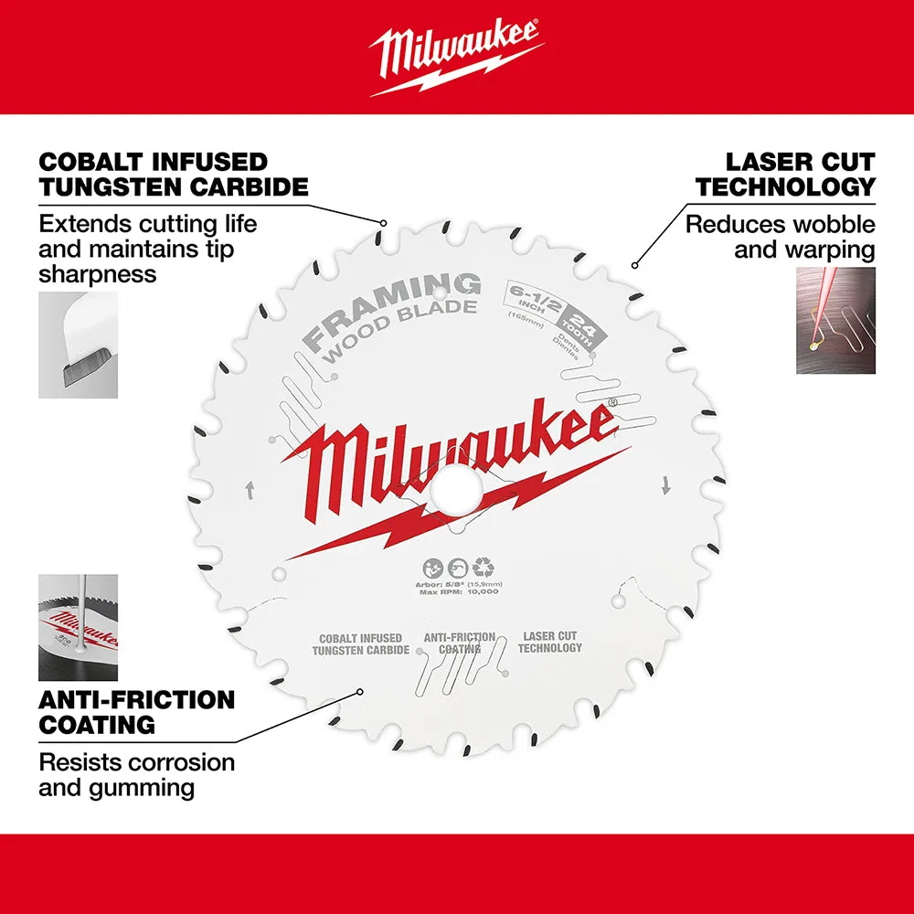 Milwaukee 48-40-0620 6-1/2 in. 24T Framing Circular Saw Blade