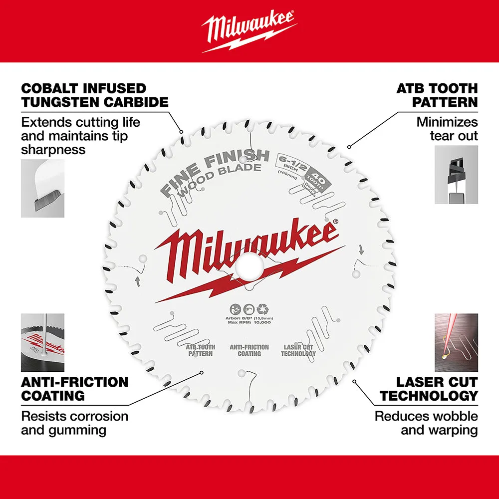 Milwaukee 48-40-0622 6-1/2 in. 40T Fine Finish Circular Saw Blade