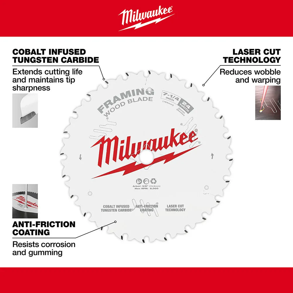 Milwaukee 48-40-0720 7-1/4" 24T Framing Circular Saw Blade